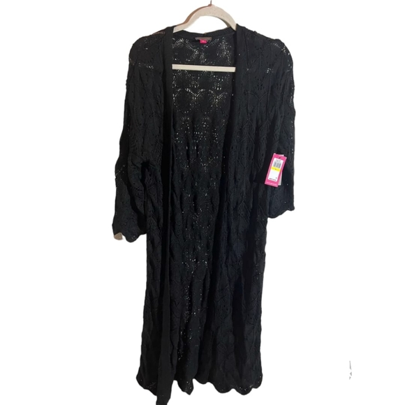 Vince Camuto Sweaters - VINCE CAMUTO Womens Scalloped Sheer 3/4 Sleeve Size M Open Front Cardigan  NWT